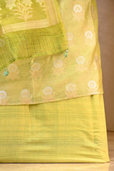Green Chanderi Silk Suit Set with Rangkat Dupatta