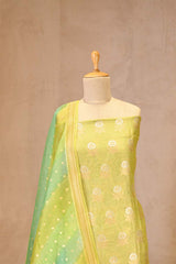 Green Chanderi Silk Suit Set with Rangkat Dupatta