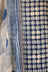 Blue Mulmul Cotton Unstitched Suit Set with Polka Dot Kurta & Shaded Dupatta