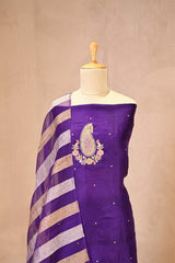 Purple Organza Silk Salwar Suit Set with Aari Handwork