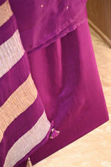 Magenta Purple Organza Silk Salwar Suit Set with Aari Handwork