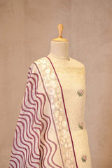 Off-White Organza Silk Suit Set with Resham Embroidered Kurta & Floral Dupatta