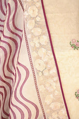 Off-White Organza Silk Suit Set with Resham Embroidered Kurta & Floral Dupatta