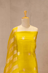 Lime Green Dupion Silk Salwar Suit with Tiger Motifs and Organza Dupatta