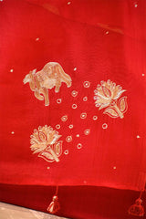 Red Salwar Suit with Pichwai Organza Dupatta