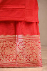 Red Katan Silk Two Piece Salwar Suit Set
