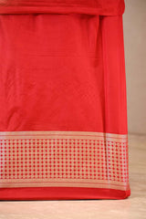Red Katan Silk Two Piece Salwar Suit Set With Diagonal Motif