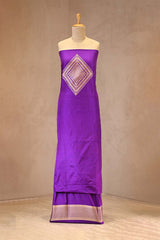 Purple Katan Silk Two Piece Salwar Suit Set With Diagonal Motif