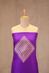 Purple Katan Silk Two Piece Salwar Suit Set With Diagonal Motif