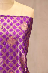 Purple Raw Mango Silk Unstitched Suit with Zari Jaal Work