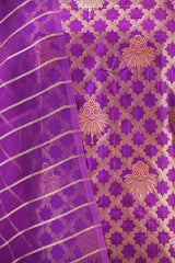 Purple Raw Mango Silk Unstitched Suit with Zari Jaal Work