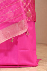 Rani Pink Raw Mango Silk Unstitched Suit with Zari Jaal Work