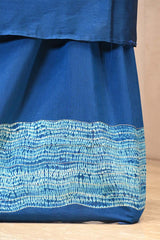 Sea Blue Chiniya Silk Unstitched Suit with Fish Motif Embroidery