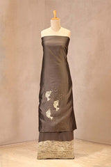 Grey Chiniya silk suit with fish motif embroidery and matching bottom