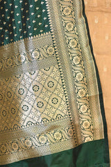 Beige Tissue Silk Unstitched Suit with Zardozi Neckline & Banarasi Dupatta
