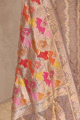 Light Mauve Katan Silk Unstitched Suit with Rangkat Banarasi Dupatta