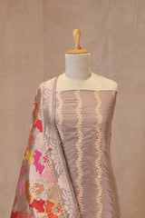 Light Mauve Katan Silk Unstitched Suit with Rangkat Banarasi Dupatta