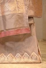 Light Mauve Katan Silk Unstitched Suit with Rangkat Banarasi Dupatta