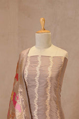Light Mauve Katan Silk Unstitched Suit with Rangkat Banarasi Dupatta