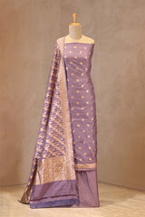 Lavender Banarasi Katan silk suit with zari buti and dupatta