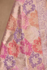 Lilac Katan Silk Unstitched Suit Set with Zari Buta & Rangkat Dupatta