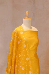 Yellow Chiniya Silk Unstitched Suit with Shibori Marine Motif Embroidery