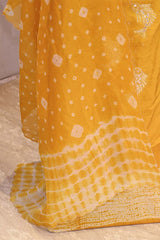 Yellow Chiniya Silk Unstitched Suit with Shibori Marine Motif Embroidery
