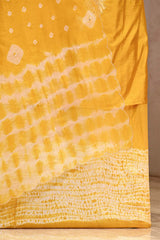 Yellow Chiniya Silk Unstitched Suit with Shibori Marine Motif Embroidery