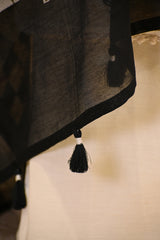 Black & White Mulmul Suit Set With Embroidey And Printed Dupatta