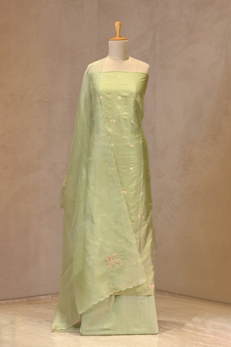 Sage Green Banarasi Katan Silk Suit Set