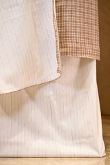 Beige Unstitched Cotton Suit Piece With Checks And Floral Grid Design