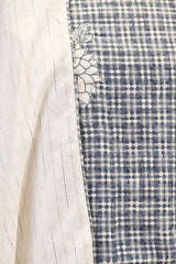 Blue Unstitched Cotton Suit Piece With Checks And Floral Grid Design