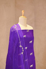 Purple Chiniya Silk Suit Set With Ashva Motifs & Gold Embellished Dupatta