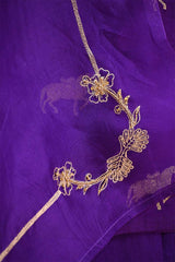 Purple Chiniya Silk Suit Set With Ashva Motifs & Gold Embellished Dupatta
