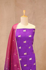 Purple Chiniya Silk Salwar Suit with Pichwai Motifs