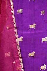 Purple Chiniya Silk Salwar Suit with Pichwai Motifs