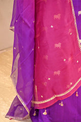 Purple Chiniya Silk Salwar Suit with Pichwai Motifs
