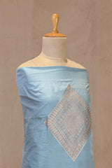 Light Blue Katan Silk Two Piece Salwar Suit Set With Diagonal Motif