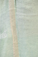 Sea Green Linen Three Piece Unstitched Suit Set with Floral & Pakshi Applique Work