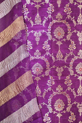 Wine Pure Raw Silk Unstitched Suit Set with Watergold Zari Woven Floral Jaal