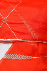 Coral Zardozi Embroidered Organza Silk Dupatta
