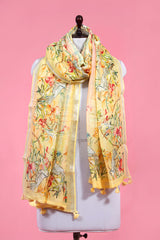 Dupatta, Yellow Dupatta, Pichwai Dupatta, Dupatta for women, Printed Dupatta, Linen Dupatta