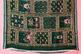 Bottle Green Linen Dupatta with Digital Printed Pichwai Motifs