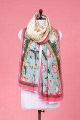 Dupatta, Beige Dupatta, Pichwai Dupatta, Dupatta for women, Printed Dupatta, Linen Dupatta