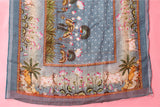 Steel Blue Linen Dupatta with Digital Printed Pichwai Motifs