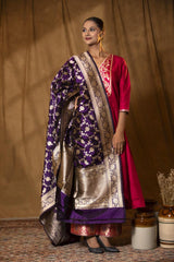 Banarasi Dupatta, purple Dupatta, Bridal Dupatta, Dupatta for women, Dupatta Design