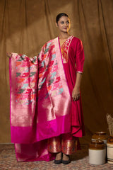 Banarasi Dupatta, Pink Dupatta, Bridal Dupatta, Dupatta for women, Dupatta Design