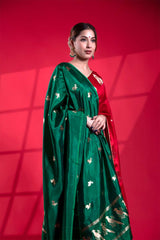 Green  Banarasi Silk Dupatta with Bird Motifs