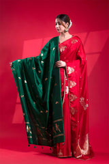 Banarasi Dupatta, Green Dupatta, Bridal Dupatta, Dupatta for women, Dupatta Design