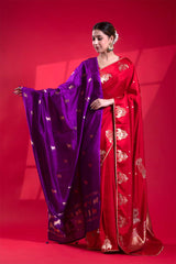 Purple Banarasi Silk Dupatta with Kamdhenu Pichwai Motifs